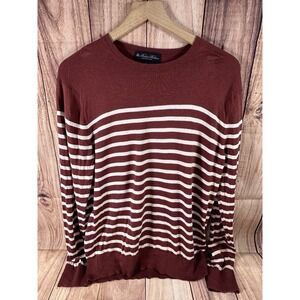Brooks Brothers Men Large Sweater Maroon Silk Blend Italian Yarn Crew Neck L